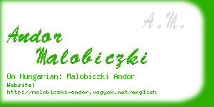 andor malobiczki business card